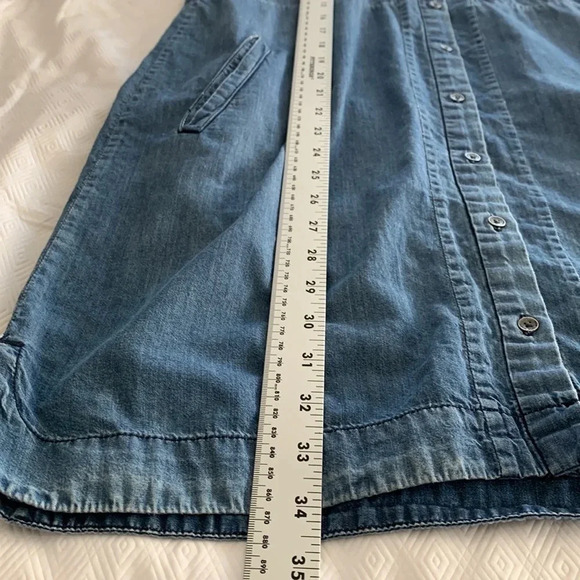 Calvin Klein Chambray Shirt Dress 100% Cotton Button Up Blue Quarter Sleeve Med - Picture 12 of 14